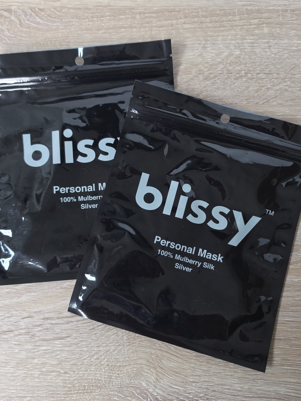 NEW Blissy 100% Mulberry Silk Personal Face Masks Lot Of 2 Silver